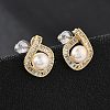 Brass Glass Stud Earrings EJEW-P302-03G-3