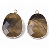 Natural Tiger Eye Pendants X-G-T131-08E-2