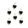 Heart Brass Glass Charms KK-S385-01S-01-1
