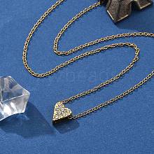 304 Stainless Steel Crystal Rhinestone Pendant Cable Chain Necklaces for Women NJEW-C062-01A-G