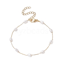 Glass Pearl Link Chain Bracelet BJEW-JB09238