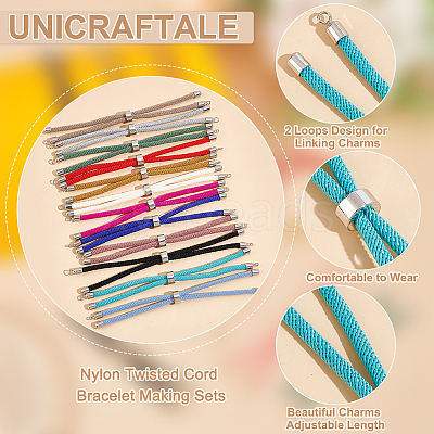12Pcs 12 Colors Nylon Twisted Cord Bracelet Making Sets MAK-UN0001-58B-1