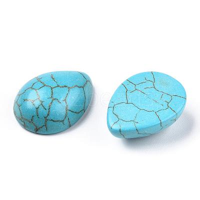 Craft Findings Dyed Synthetic Turquoise Gemstone Flat Back Teardrop Cabochons TURQ-S270-15x20mm-01-1