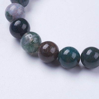 Natural Indian Agate Beaded Stretch Bracelets BJEW-I253-10mm-11-1