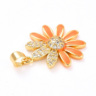 Real 18K Gold Plated Brass Micro Pave Cubic Zirconia Pendants ZIRC-L100-087G-08-1