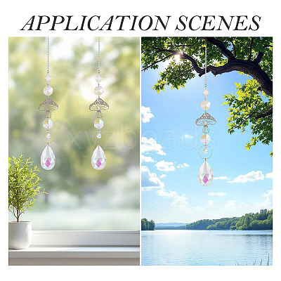 3Pcs 201 Stainless Steel Mushroom Hanging Ornaments HJEW-TA00369-1