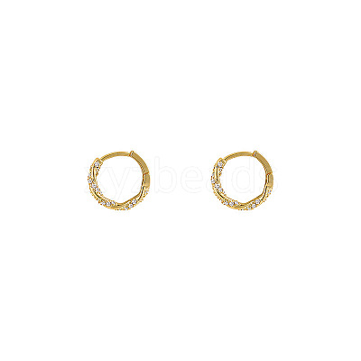 Twist Ring Alloy Crystal Rhinestone Hoop Earrings FS-WGBE8B9-01-1