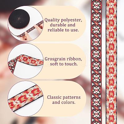 Ethnic Style Polyester Ribbons OCOR-WH0074-30-1