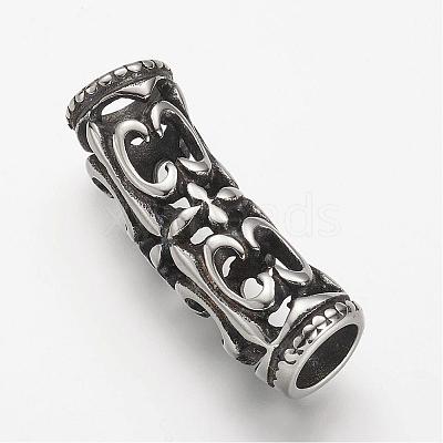 304 Stainless Steel Hollow Tube Beads STAS-F063-04-1