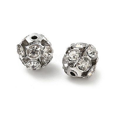 10mm Brass Rhinestone Beads X1-KK-S519-01C-P-1