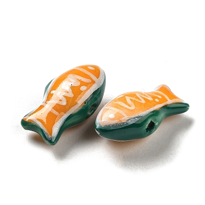Handmade Printed Porcelain Beads PORC-E015-17D-1
