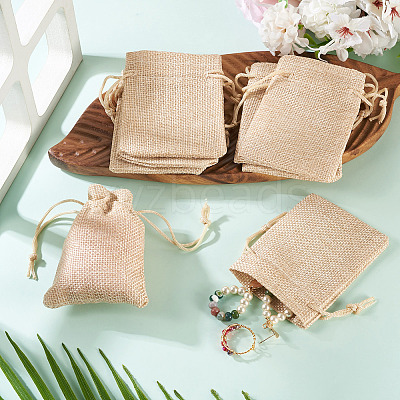 20Pcs Rectangle Polyester Imitation Burlap Packing Pouches Drawstring Bags ABAG-TA0001-96A-1