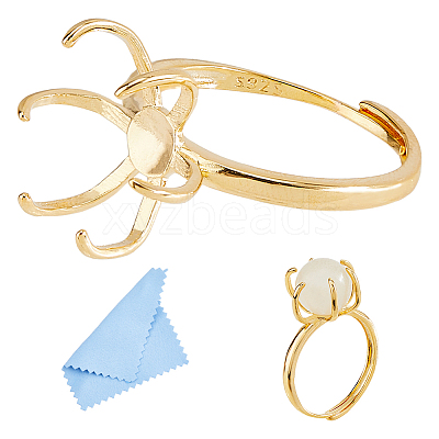 1Pc Adjustable 925 Sterling Silver Engagement Adjustable Ring Findings FIND-DC0006-63G-1