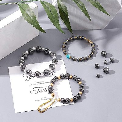 Electroplated Natural Lava Rock Beads G-NB0001-91B-1