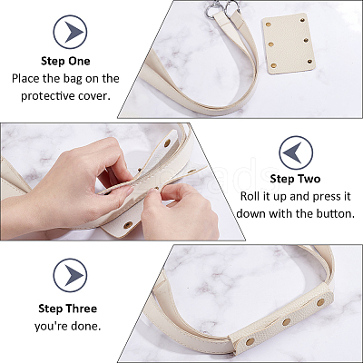 4Pcs Detachable PU Imitation Leather Bag Handle Wrap PURS-BBC0001-08C-1