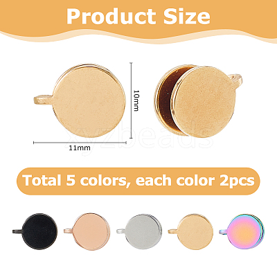 10Pcs 5 Colors 304 Stainless Steel Cuff Earrings EJEW-HS0001-34B-1