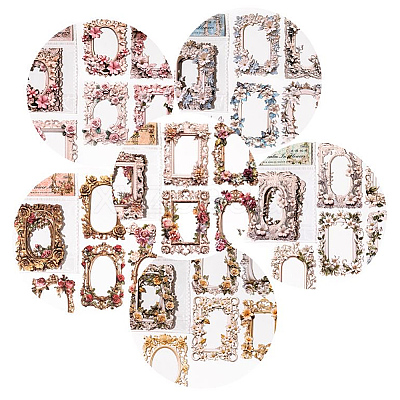6 Sets 6 Colors Paper Self-Adhesive Lace Stickers DIY-SP0004-94-1