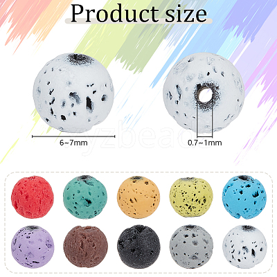 10 Strands 10 Colors Synthetic & Natural Lava Rock Beads Strands G-OC0005-04-1