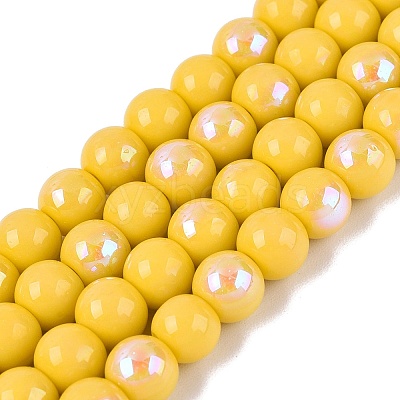 Electroplate Opaque Glass Beads Strands EGLA-Q132-6MM-01C-10-1