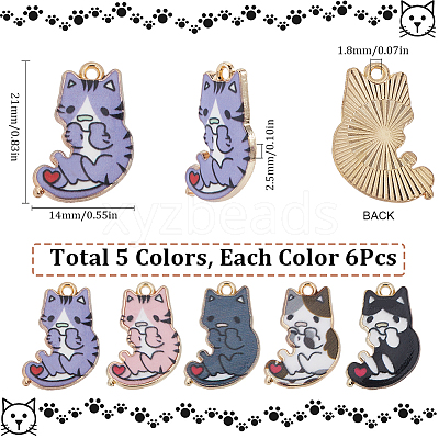 30Pcs 5 Styles Rack Plating Alloy Pendants FIND-SC0009-92-1