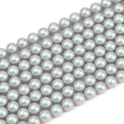 Frosted Glass Pearl Beads Strands GLAA-A044-08A-14-1