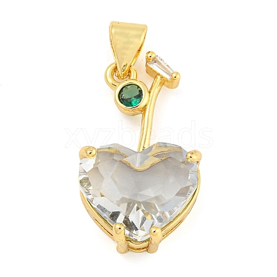 Rack Plating Brass Micro Pave Clear Cubic Zirconia Pendants ZIRC-L100-161G-06-1
