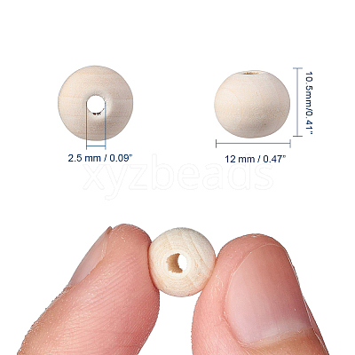 Natural Unfinished Wood Beads LS-WOOD-S651-12mm-LF-1