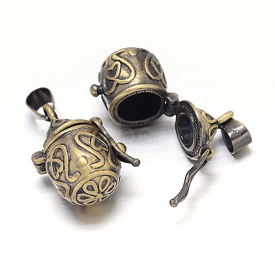 Rack Plating Brass Prayer Box Pendants KK-E737-92AB-NF-1