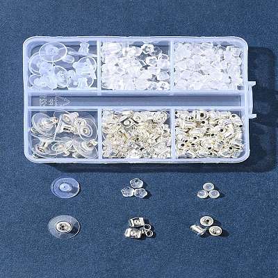 6 Styles Brass Bullet Clutch Bullet Clutch Earring Backs with Pad FIND-FS0003-08P-1