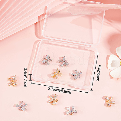 12Pcs 2 Colors Rack Plating Brass Micro Pave Cubic Zirconia Charms ZIRC-BBC0001-30-1