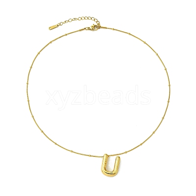 Ion Plating(IP) Initial Letter 304 Stainless Steel Pendant Necklace NJEW-R265-05G-U-1