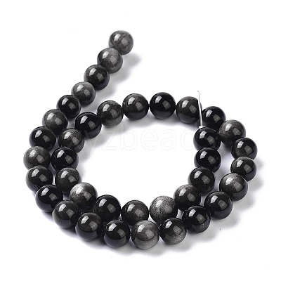 Natural Silver Obsidian Beads Strands X-G-D083-01C-1