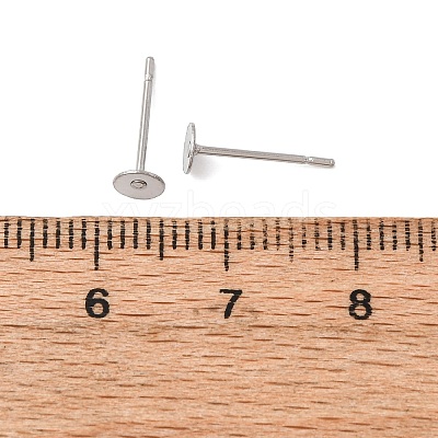 Tarnish Resistant 304 Stainless Steel Flat Round Blank Peg Stud Earring Findings X-STAS-S028-23-1