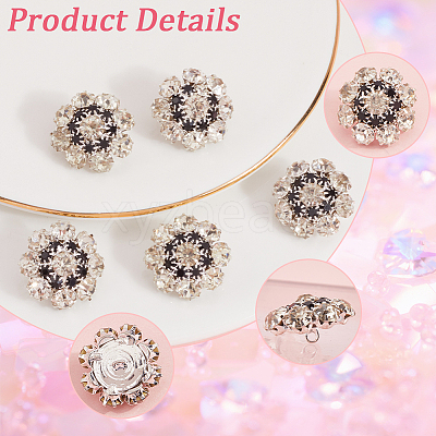 16Pcs 1-Hole Alloy Rhinestone Shank Buttons BUTT-GF0003-60-1