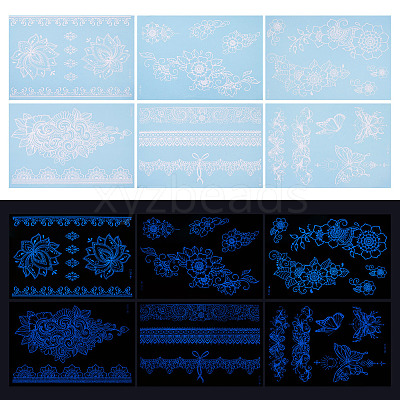 6 Sheets Luminous Paper Tattoo Stickers STIC-TAC0001-007B-1