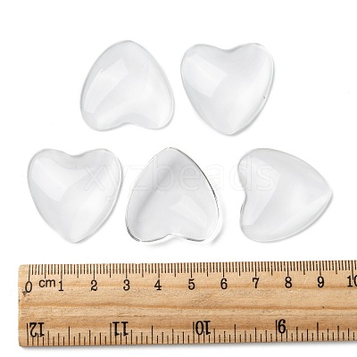 Transparent Glass Heart Cabochons GGLA-R021-30mm-1