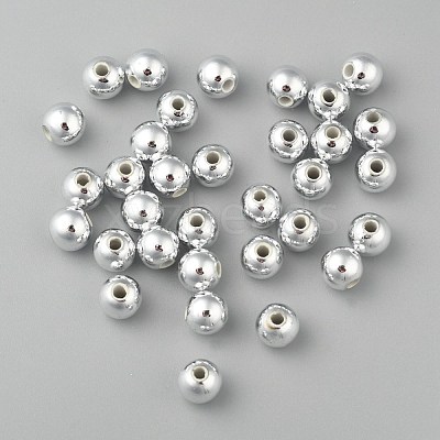 Plating Plastic Acrylic Round Beads PACR-L003-6mm-S-1