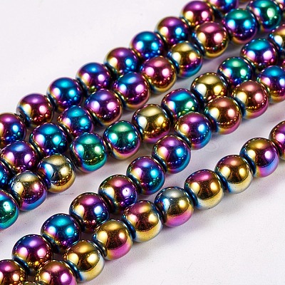 Electroplate Non-magnetic Synthetic Hematite Beads Strands G-J169A-6mm-05-1