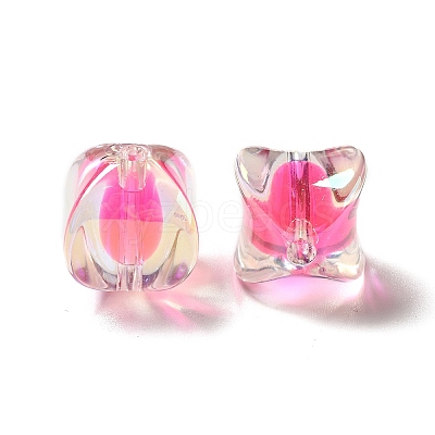 Two Tone UV Plating Rainbow Iridescent Acrylic Beads TACR-D010-04-1