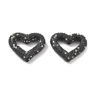 Heart Shape Polymer Clay Rhinestone Beads CLAY-NH0001-09B-05-1