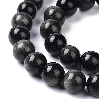Natural Silver Obsidian Beads Strands X-G-D083-01C-1