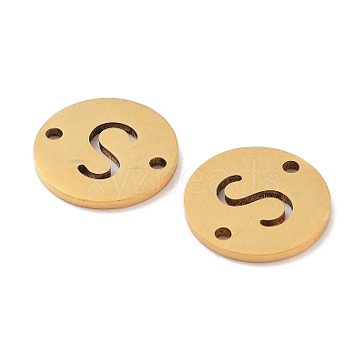 PVD Vacuum Plating 201 Stainless Steel Hollow Flat Round Links FIND-R149-03S-G-1