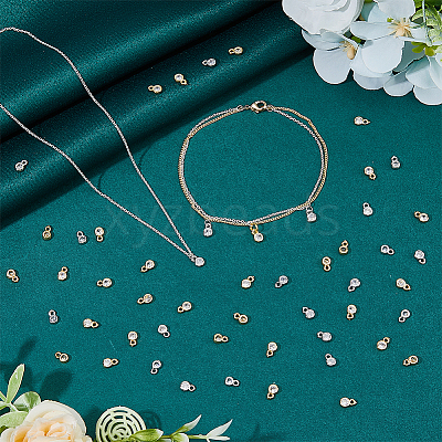 80Pcs 2 Colors Brass Cubic Zirconia Charms ZIRC-FH0001-45-1