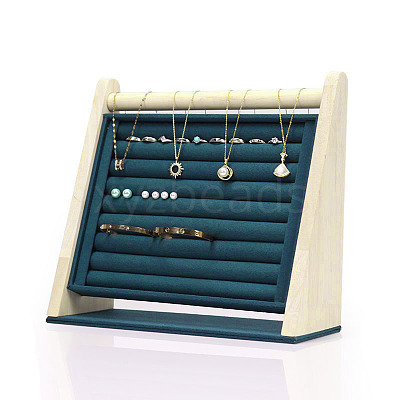 Velvet with Wood Jewelry Display Stands NDIS-F004-04B-1