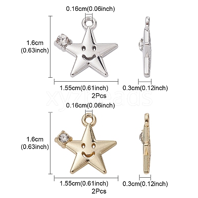 4Pcs 2 Colors Rack Plating Alloy Rhinestone Pendants FIND-YW0003-59-1