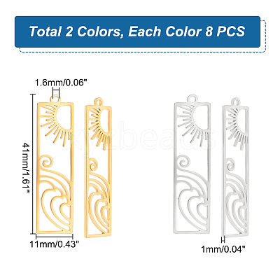 8Pcs 2 Colors 201 Stainless Steel Pendants STAS-UN0044-21-1