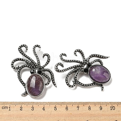 Natural Amethyst Octopus Brooch G-Z050-01D-1
