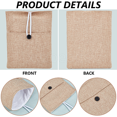 Cotton & Linen Book Sleeve with Button & Front Pocket ABAG-WH20005-14B-03-1
