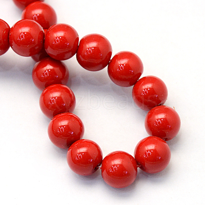 Baking Paint Pearlized Glass Pearl Round Bead Strands X-HY-Q330-8mm-55-1