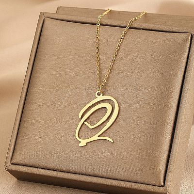 304 Stainless Steel Heart Initial Pendant Necklaces for Women Men FS-WG51A4F-11-1